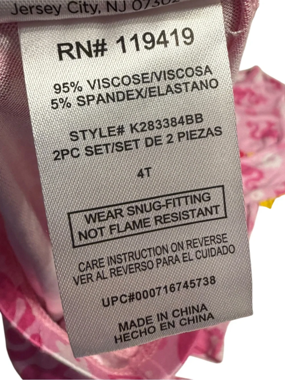 Barbie Girls' Pink Floral & Silhouette Long Sleeve Pajama Set NWT